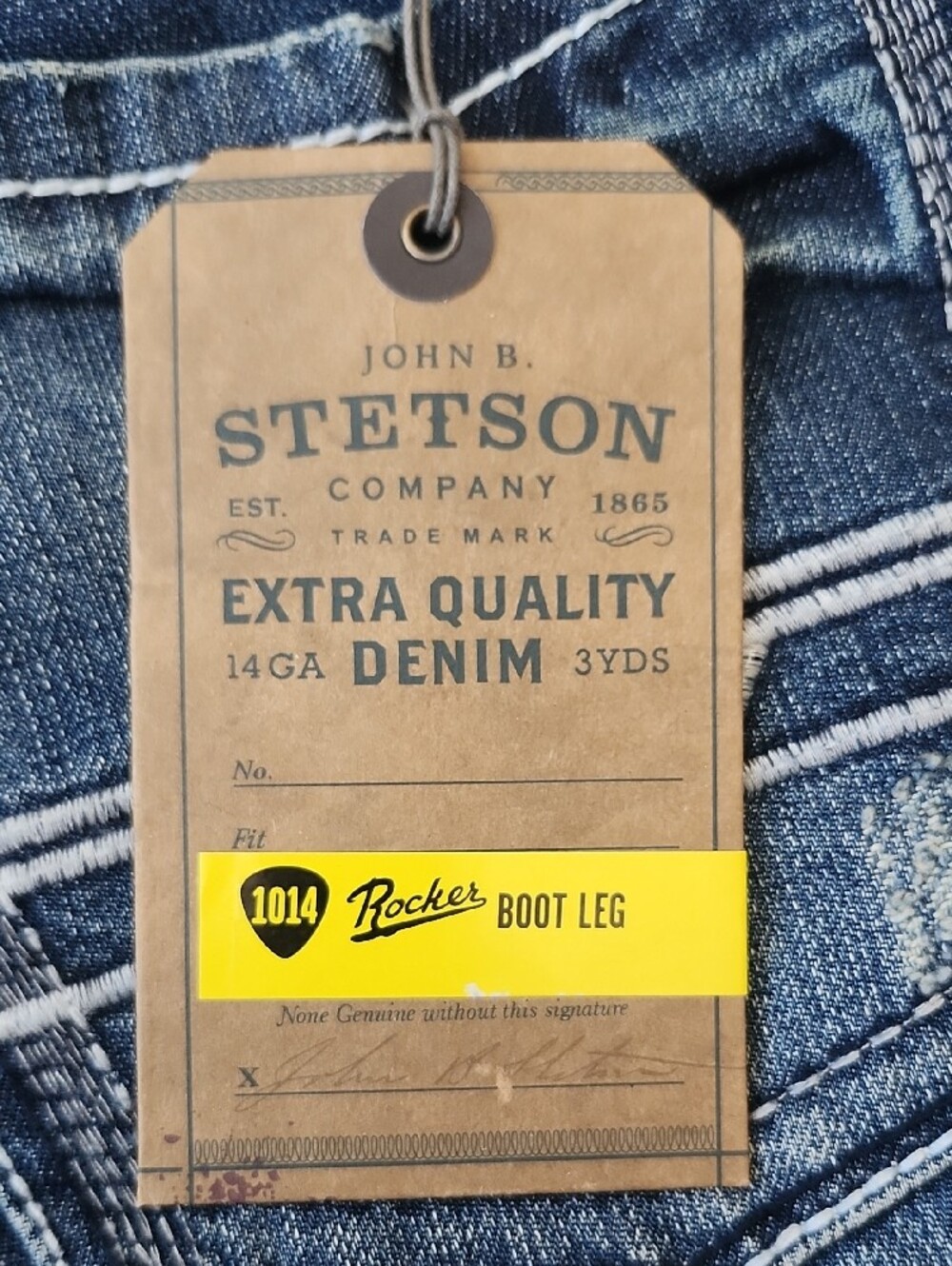 Stetson Men's Rocks Fit Bootcut Denim Jeans Thick Stitch Frayed X Size 38x38 - Picture 13 of 15
